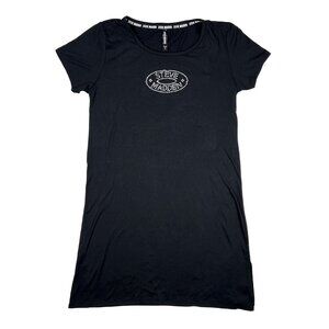 Steve Madden Rhinestone Logo Black Tunic with Side Slits Size S - NWOT